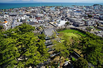 Widok z zamku Shimabara na miasto