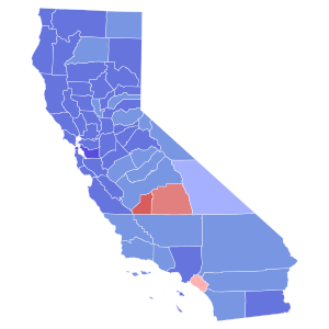 1982 California Secretary of State election results map by county.svg