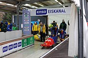 Deutsch: Bob-Europacup 2018/19; Station 1 in Altenberg, 2er-Rennen Nummer 1, Lauf 1 English: Bobsleigh Europe Cup 2018-19 in Altenberg - 2-man Race 1, first run