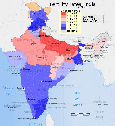 436px-2012_Fertility_rate_map_of_India%2C_births_per_woman_by_its_states_and_union_territories.svg.png