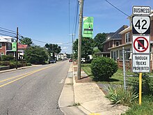 View north along SR 42 Business in Dayton 2016-06-26 15 00 25 View north along Virginia State Route 42 Business (Main Street) at Virginia State Route 257 (Mason Street) in Dayton, Rockingham County, Virginia.jpg