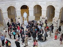 The Pennhurst Memorial and Preservation Alliance traveling exhibit on display in the Russell Senate Office Building rotunda, Washington, D.C., June 27, 2016 2016-Jun-27 Pennhurst exhibit Russell rotunda.jpg