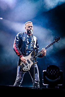 Wolstenholme performing with Muse in 2018