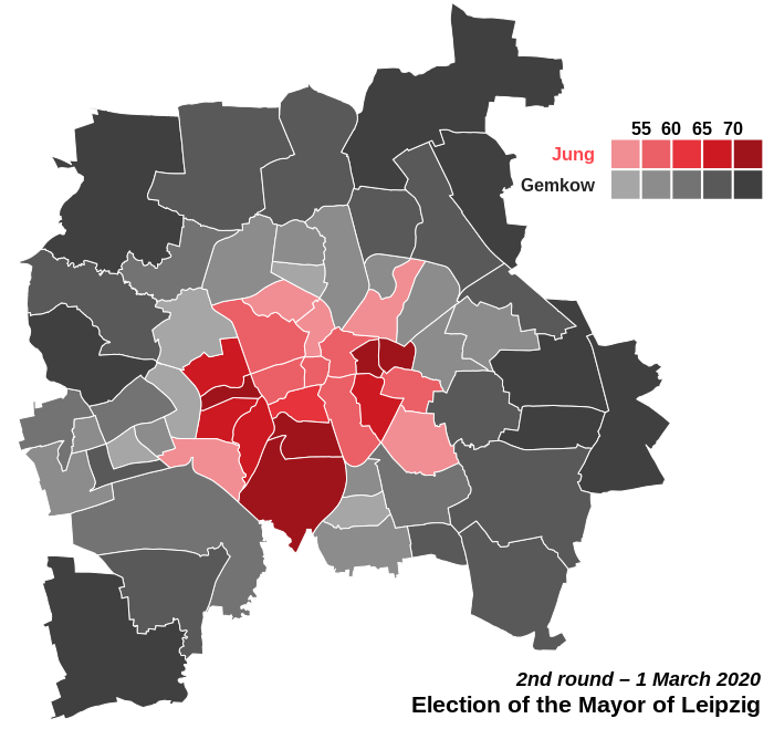 Results of the second round of the 2020 mayoral election.