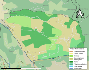 Barevná mapa znázorňující využití půdy.