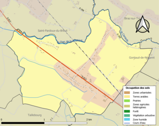 Kolorowa mapa przedstawiająca użytkowanie gruntów.