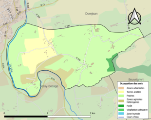 Barevná mapa znázorňující využití půdy.