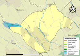 Barevná mapa znázorňující využití půdy.