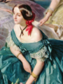 Empress Eugenie 1826-1920 and her Ladies in Waiting, detail of Baronne de  Malaret, nee Nathalie de Segur yellow dress, Marquise de las Marismas white  dress and Marquise de La Tour Maubourg and