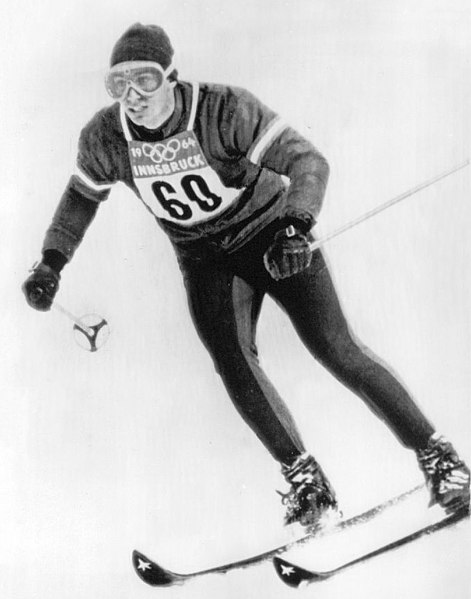 Aga Khan IV skiing for Iran at the 1964 Winter Olympics