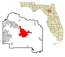 Alachua County Florida Incorporated and Unincorporated areas Gainesville Highlighted.svg