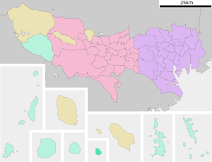 Aogashimas elhelyezkedése a prefektúrában