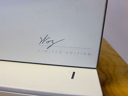 A close-up view of the "Woz" signature printed on the Limited Edition Apple IIGS