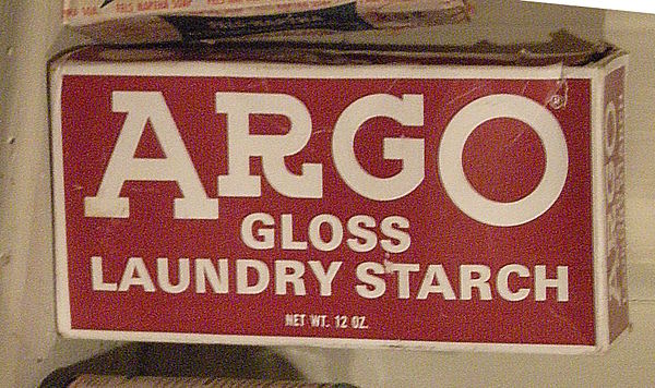 Old Argo laundry starch box, photographed at Edmonds Historical Museum.