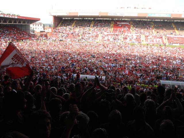 Pitch invasion at Ashton Gate after securing promotion in 2007