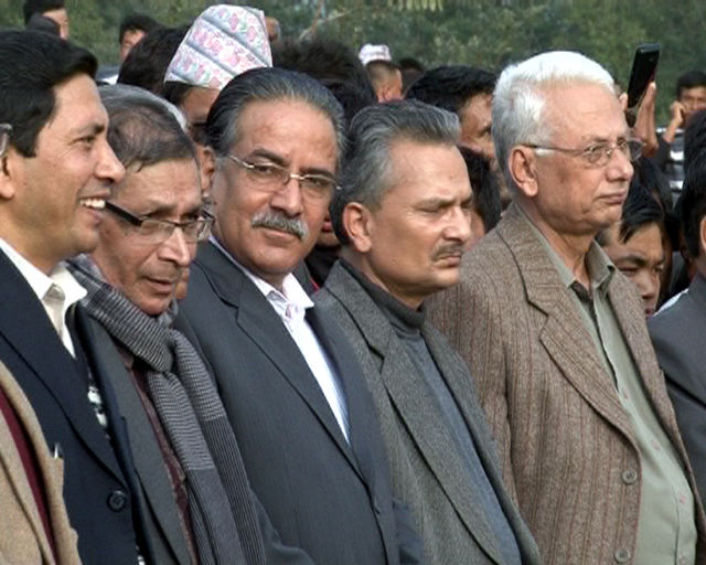 From left to right: Baburam Bhattarai, Pushpa Kamal Dahal, Mohan Baidya, Narayan Kaji Shrestha