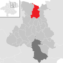 Kommunens läge i distriktet Urfahr-Umgebung