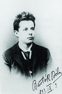 Bartók's signature on his high-school-graduation photograph, dated 9 September 1899 (Source: Wikimedia)