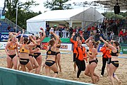 Deutsch: Beachhandball Europameisterschaften 2019 (Beach handball Euro); Tag 6: 7. Juli 2019 – Spiel um Platz Drei, Frauen, Kroatien-Niederlande 0:2 (14:23, 20:22) English: Beach handball Euro; Day 6: 7 July 2019 – Women's Bronze Medal Match – Croatia-Netherlands 0:2 (14:23, 20:22)