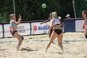 Deutsch: Beachhandball Europameisterschaften 2019 (Beach handball Euro); Tag 2: 3. Juli 2019 – Frauen, Vorrunde Gruppe C, Slowenien-Italien 0:2 (7:24, 18:22) English: Beach handball Euro; Day 2: 3 July 2019 – Women Preliminary Round Group C – Slovenia-Italy 0:2 (7:24, 18:22)