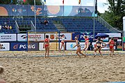 Deutsch: Beachhandball Europameisterschaften 2019 (Beach handball Euro); Tag 5: 6. Juli 2019 – Frauen, Halbfinale, Kroatien-Dänemark 1:2 (12:19, 17:10, 4:7) English: Beach handball Euro; Day 5: 6 July 2019 – Semifinal Men – Croatia-Denmark 1:2 (12:19, 17:10, 4:7)