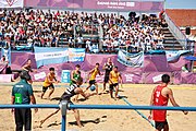 Deutsch: Beachhandball bei den Olympischen Jugendspielen 2018; Tag 3, 9. Oktober 2018; Jungs, Vorrunde, Gruppe A - Ungarn-Thailand 2:1 English: Beach handball at the 2018 Summer Youth Olympics at 9 October 2018 – Girls Preliminary Round Group A‎ – Hungary-Thailand 2:1