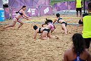 Deutsch: Beachhandball bei den Olympischen Jugendspielen 2018; Tag 6, 11. Oktober 2018; Mädchen, Platzierungsrunde - Amerikanisch Samoa-Hongkong 0:2 English: Beach handball at the 2018 Summer Youth Olympics at 11 October 2018 – Girls Consolation Round – American Samoa-Hong Kong 0:2