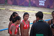 Deutsch: Beachhandball bei den Olympischen Jugendspielen 2018; Tag 5, 10. November 2018; Mädchen, Hauptrunde - Chinese Taipei (Taiwan)-Niederlande 1:2 English: Beach handball at the 2018 Summer Youth Olympics at 11 October 2018 – Girls Main Round – Chinese Taipei (Taiwan)-Netherlands 1:2