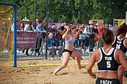 Deutsch: Beachhandball bei den Olympischen Jugendspielen 2018; Tag 6, 12. Oktober 2018; Mädchen, Platzierungsspiel um Rang 9 und 10 – Türkei-Hongkong 2:0 English: Beach handball at the 2018 Summer Youth Olympics at 12 October 2018 – Girls Women's Placement Match 9-10 – Türkei-Hong Kong 2:0