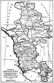 Karte mit Verwaltungsgliederung des Großherzogtums im Jahr 1810