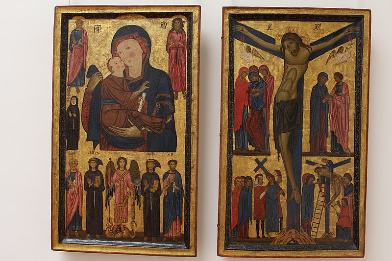 File:Berlinghieri, Bonaventura - Madonna and Child with Saints and Crucifixion - Uffizi.jpg