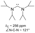 Bis(diisopropylamino) carbene, the first acyclic stable carbene. Bis(diisopropylamino)carbene.png