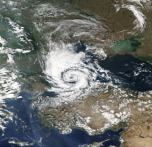 The 2005 Black Sea cyclone on 27 September Black Sea cyclone 2005-09-27.png