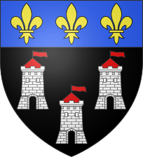 Wappen Zobel, mit drei Türmen bedeckt mit Silber;  , ein Häuptling Azure mit drei Fleur-de-lis angeklagt.