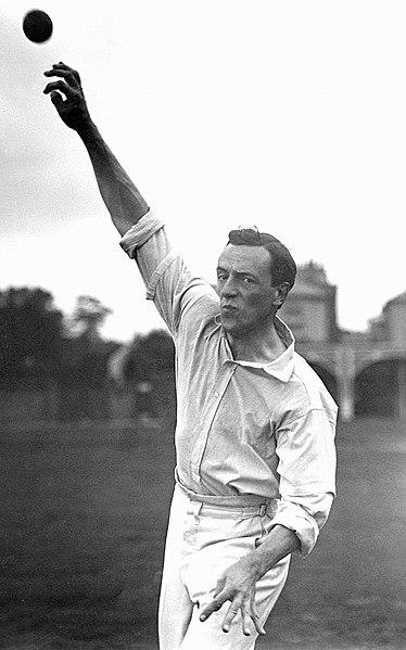 Bosanquet's bowling action for the leg break, photographed by George Beldam in 1906