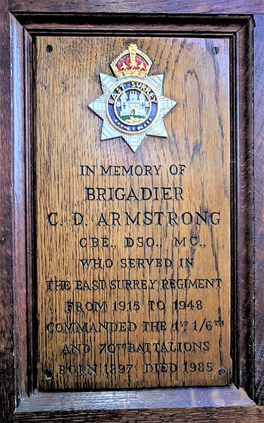 File:Brigadier C. D. Armstrong plaque, All Saints Church, Kingston upon Thames.jpg