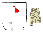 Butler County Alabama Incorporated and Unincorporated areas Greenville Highlighted.svg