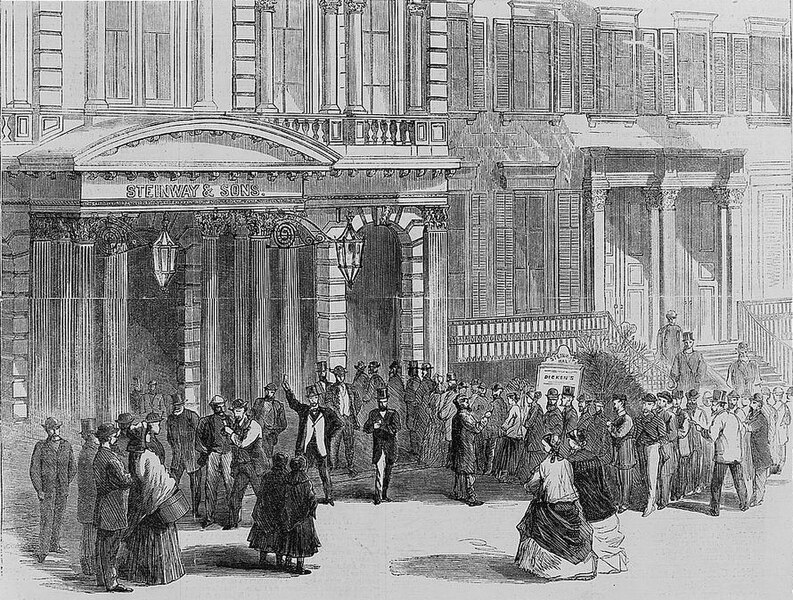 File:Buying tickets for a Charles Dickens reading at Steinway Hall, New York, New York, 1867.jpg