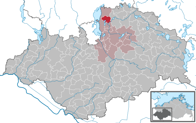 Elhelyezkedése Mecklenburg-Elő-Pomeránia térképén