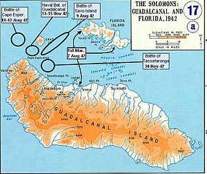 Kartta Guadalcanalin alueen taisteluista
