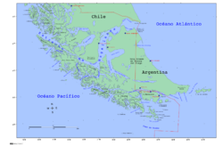 A Magellán-szoros és a Tűzföld térképe