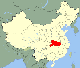 Hubei bu haritada renklendirilmiştir.