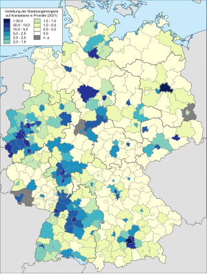 중국계 독일인의 독일 내 비중 (2021년)