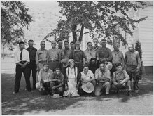 Colville Business Council and some hereditary chiefs and elders in 1941 Colville Business Council with some of the hereditary ciefs and older members of the Colville Confederated Tribe.... - NARA - 298703.tif