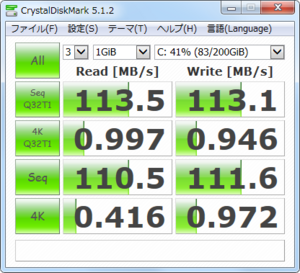 CrystalDiskMark 5.1.2 در حال آزمایش یک دیسک سخت