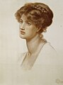 Portrait of Marie Spartali Stillman 1869. Red chalk on greenish paper. 24.5 × 18.5 in (62.2 × 46.9 cm). Andrew Lloyd Webber Collection.
