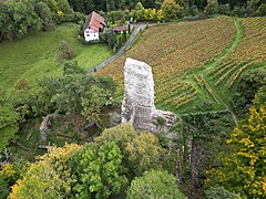 Burgruine Grimmenstein (Luftaufnahme: Blickrichtung Süden)