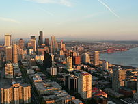 A view of Downtown Seattle (and, beyond that, ...