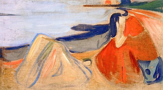 Edvard Munch: Melancholie (Reinhardt-Fries). 1906-07, 90 × 160 cm, Neue Nationalgalerie, Berlin