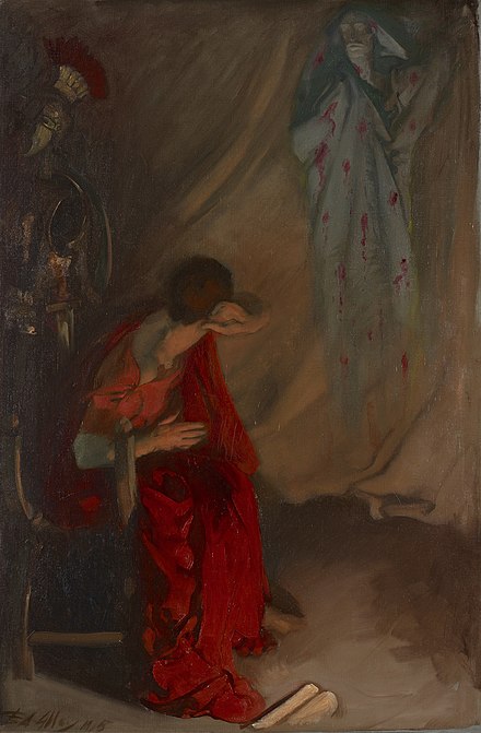 Within the Tent of Brutus: Enter the Ghost of Caesar, Julius Caesar, Act IV, Scene III, Edwin Austin Abbey (1905)